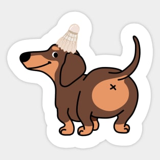 Dachshund dog with badminton ball Sticker